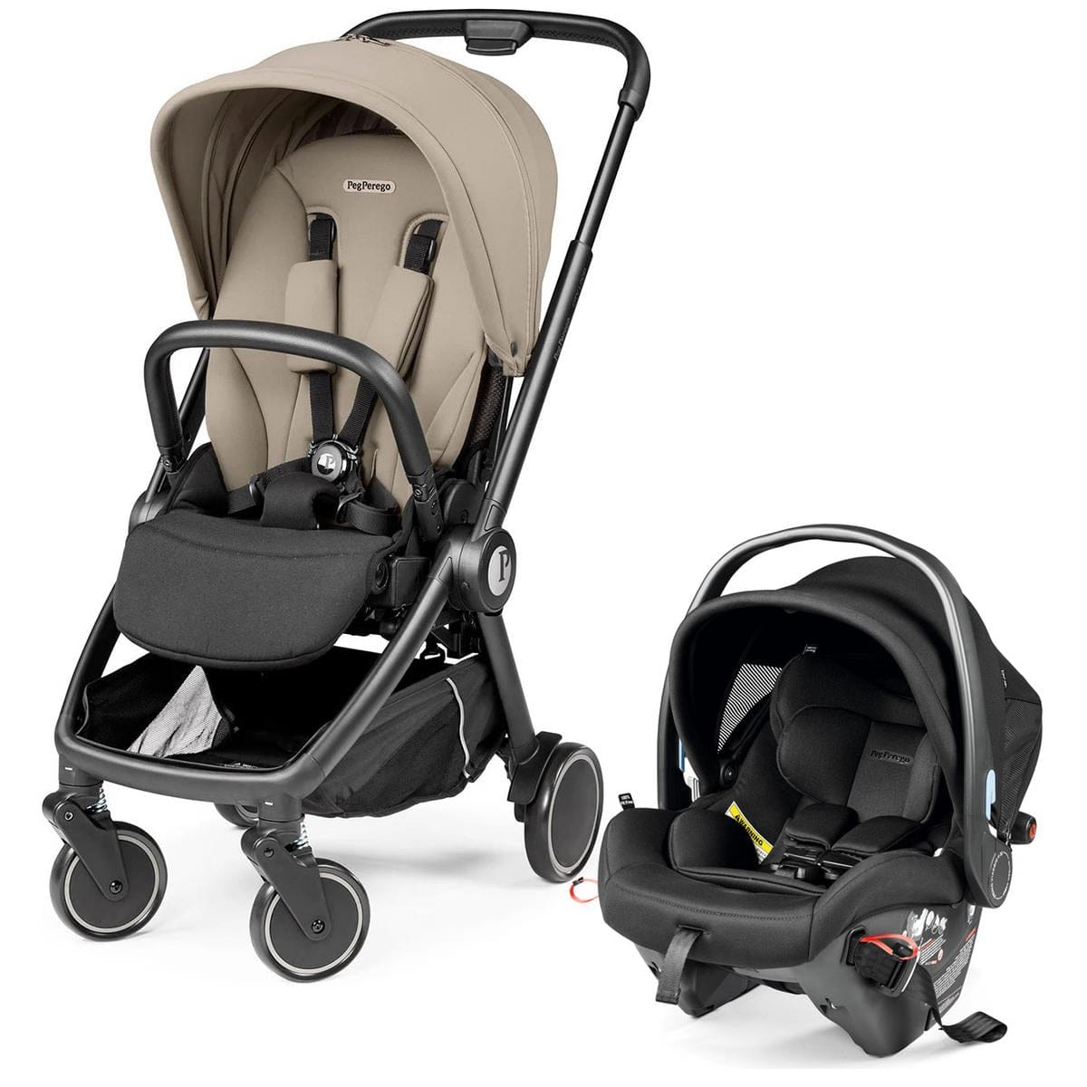 Peg Perego City Loop Stroller + Primo Viaggio Urban Mobility Travel System Bundle - Black / Vanilla Blend / True Black image 1