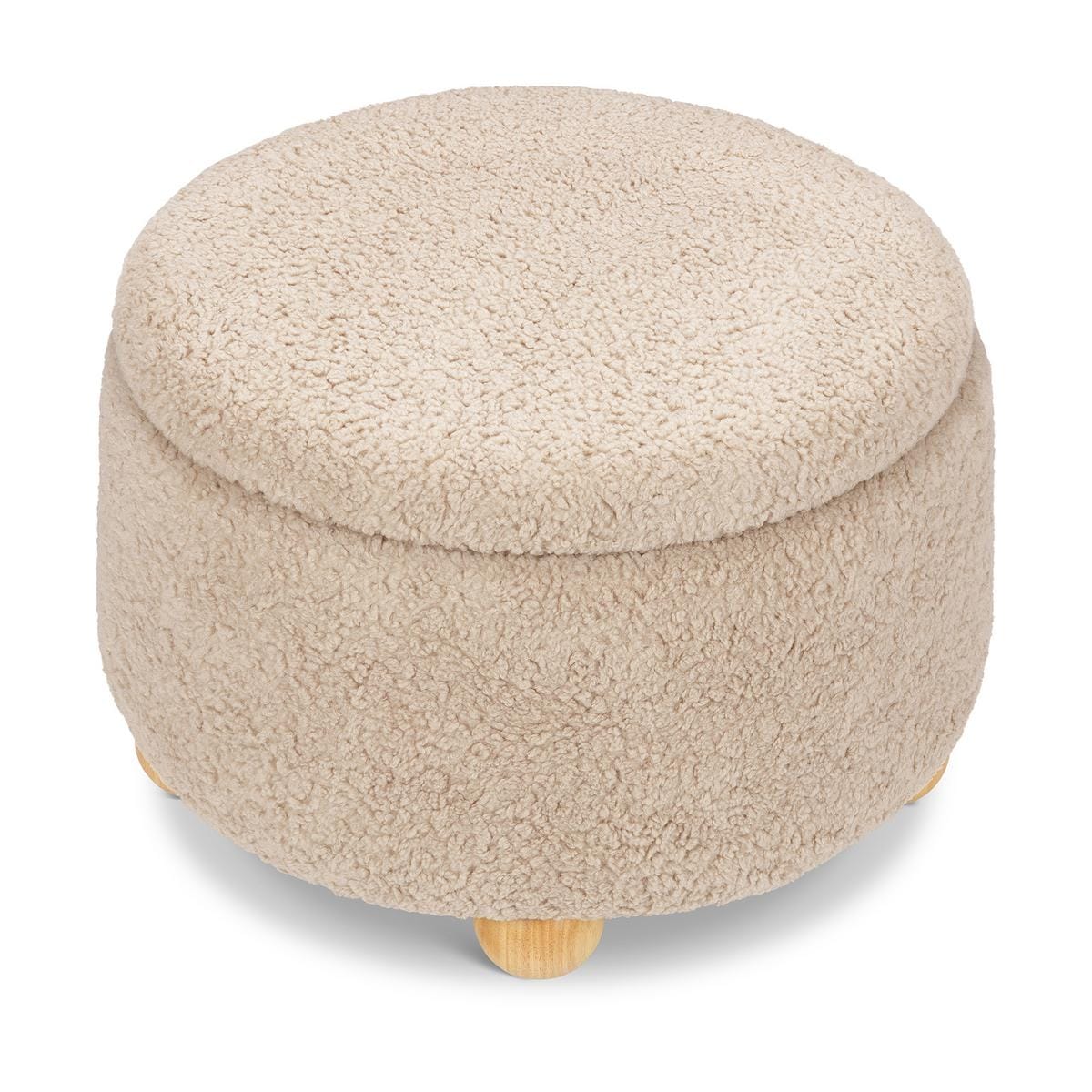 Namesake Tuffet Storage Ottoman - Chai Shearling with Honey Ball Feet image 1