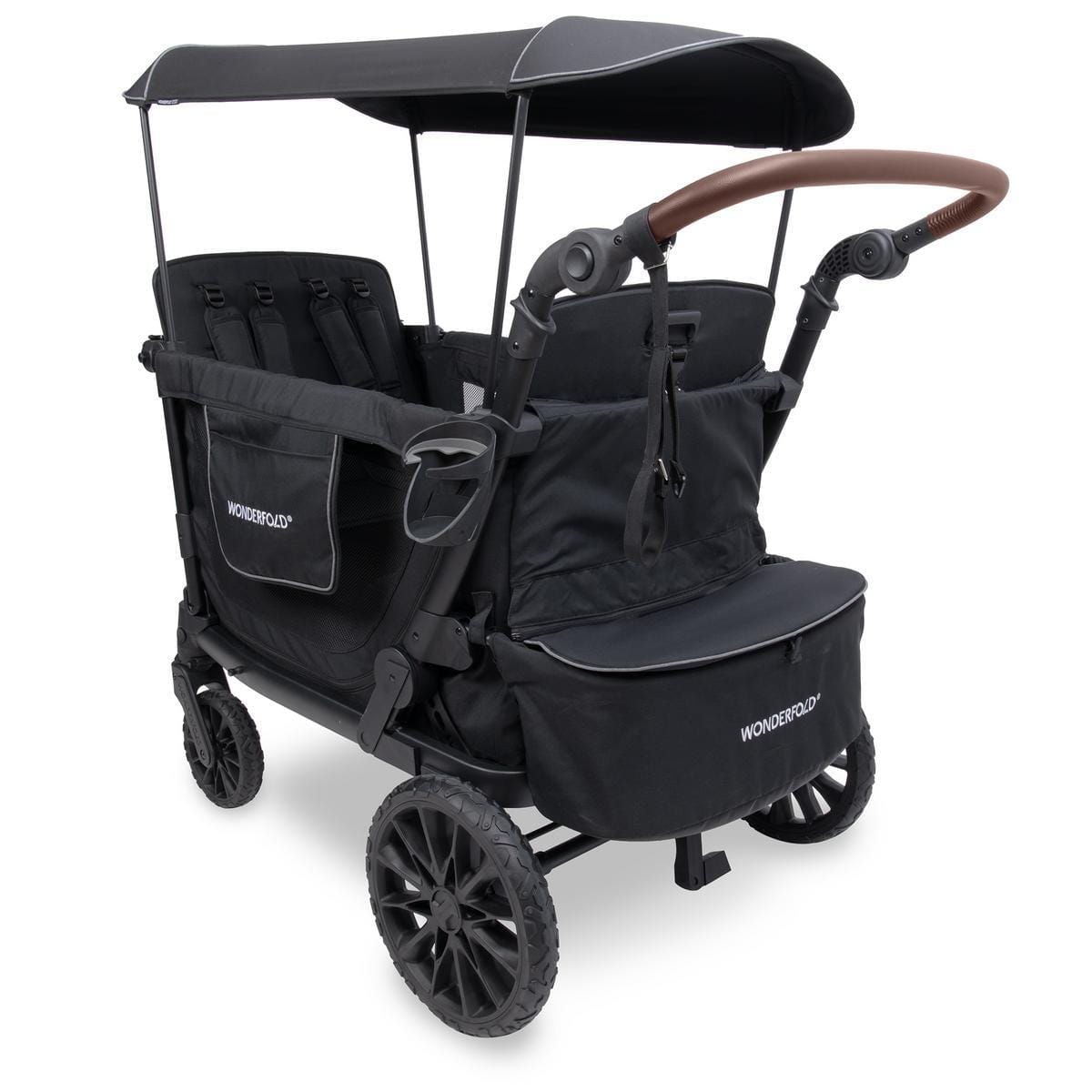 WonderFold OPEN BOX L4 Quad (4 Seater) Stroller Wagon - Black image 1