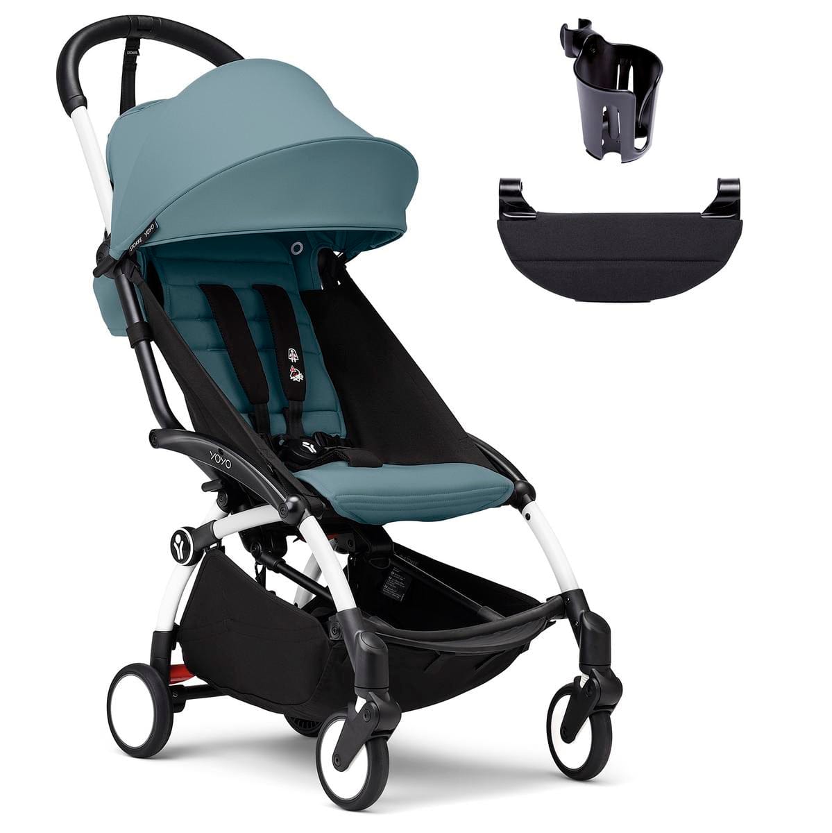 Stokke YOYO3 Ultra Compact 6+ Stroller + Essentials Bundle - White / Aqua image 1