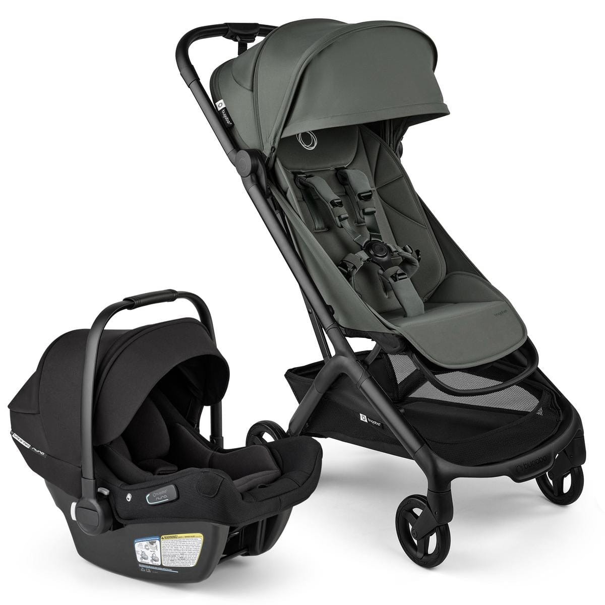Bugaboo Butterfly 2 + Turtle Air Shield Travel System Bundle - Black / Forest Green / Forest Green / Black image 1