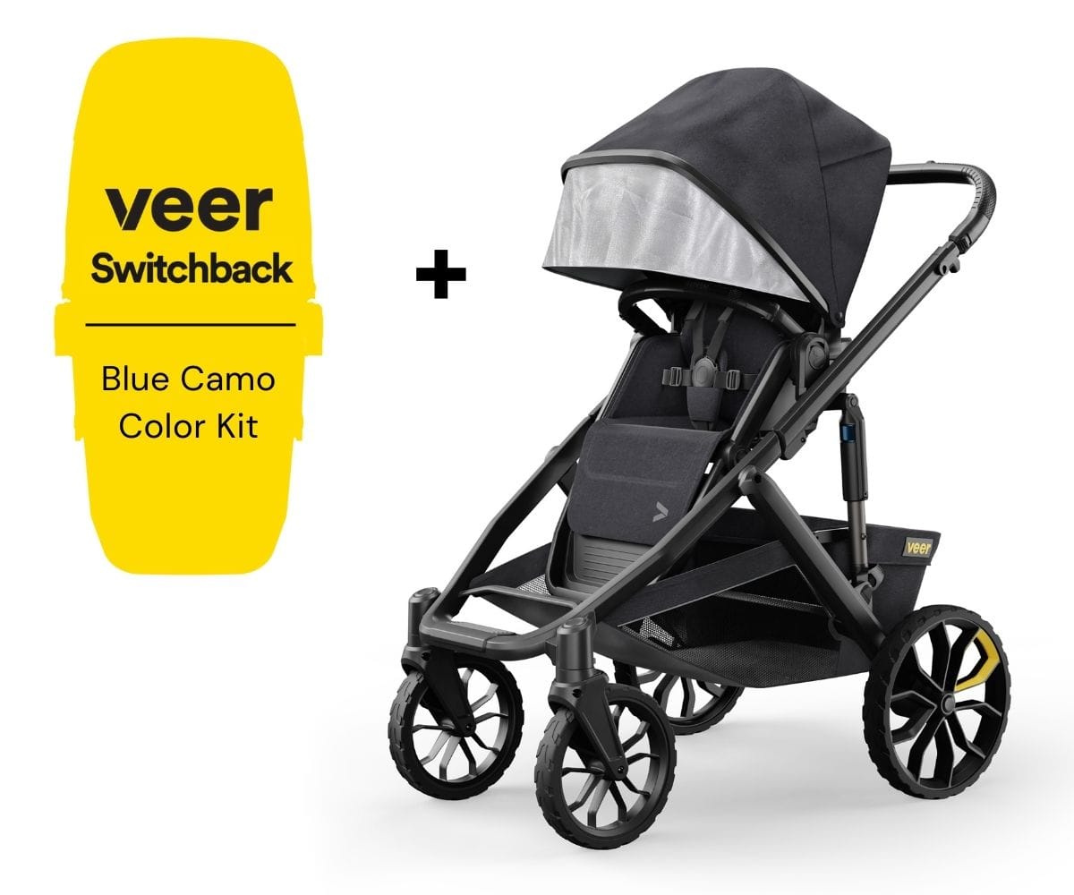Veer Switch&Roll Single-to-Double Stroller + Color Kit Bundle - Blue Camo image 1