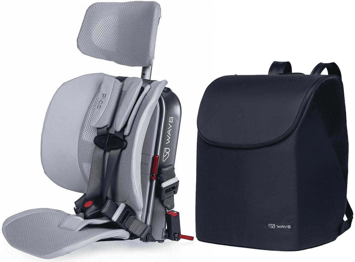 WAYB Pico Forward Facing Travel Car Seat + Deluxe Travel Bag Bundle - Slate image 1
