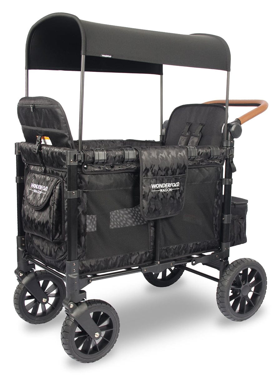 WonderFold OPEN BOX W2 Luxe (W2S 2.0) Multifunctional Double (2 seater) Stroller Wagon - Elite Black Camo image 1