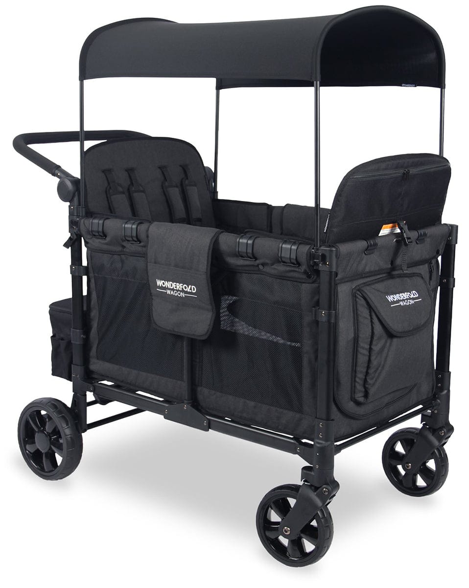 WonderFold OPEN BOX W4 2.0 Elite Multifunctional Quad (4 Seater) Stroller Wagon - Volcanic Black image 1
