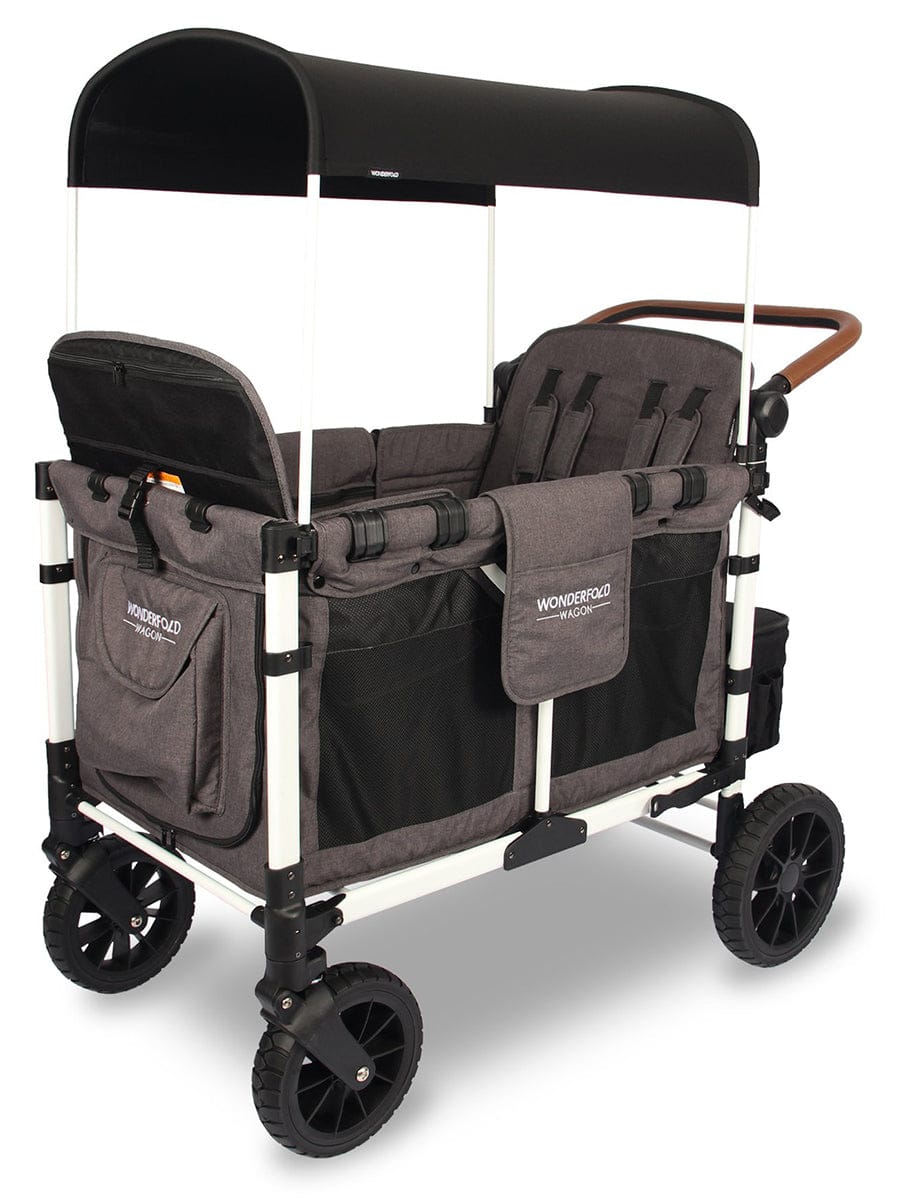 WonderFold OPEN BOX W4 Luxe (W4S 2.0) Multifunctional Quad (4 Seater) Stroller Wagon - Charcoal Gray/White Frame (Limited Edition) image 1