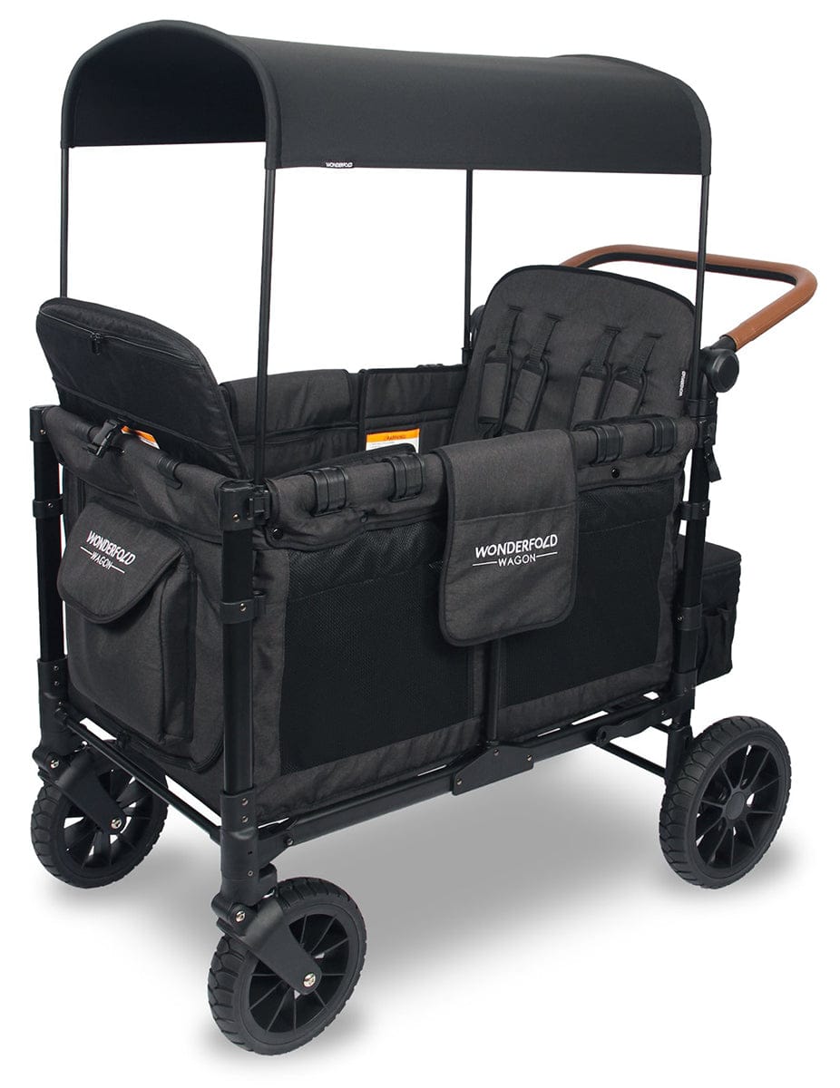 WonderFold OPEN BOX W4 Luxe (W4S 2.0) Multifunctional Quad (4 Seater) Stroller Wagon - Volcanic Black image 1