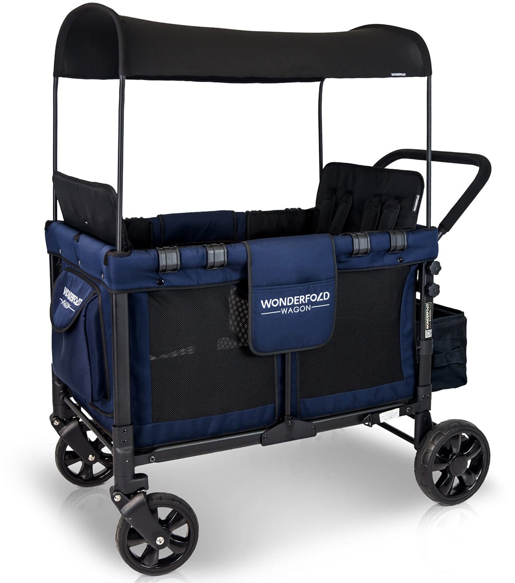 WonderFold OPEN BOX W4 Original Quad (4 Seater) Stroller Wagon - Navy image 1