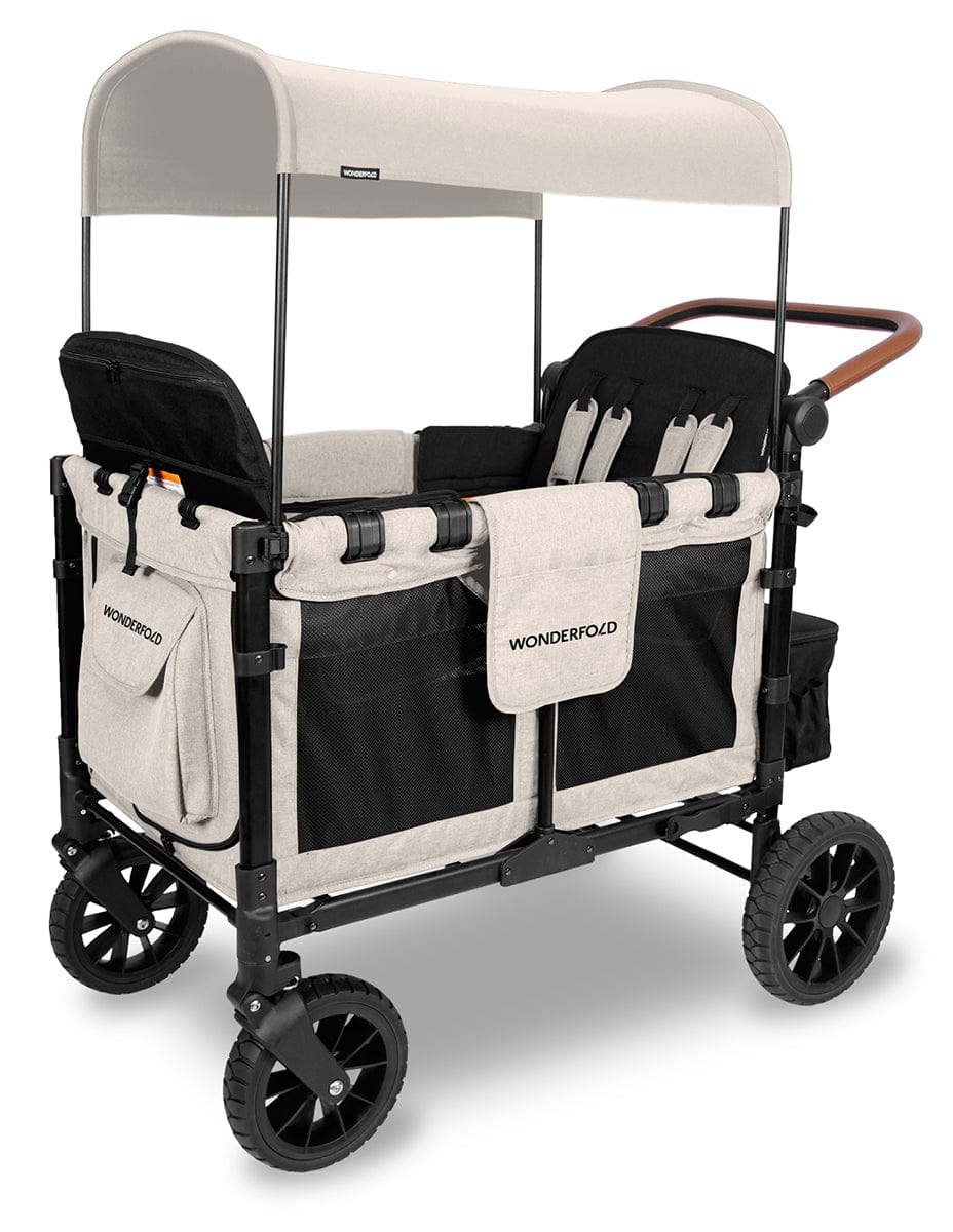 WonderFold W4 Luxe Multifunctional Quad (4 Seater) Stroller Wagon - Sandy Beige (Albee Exclusive) image 1