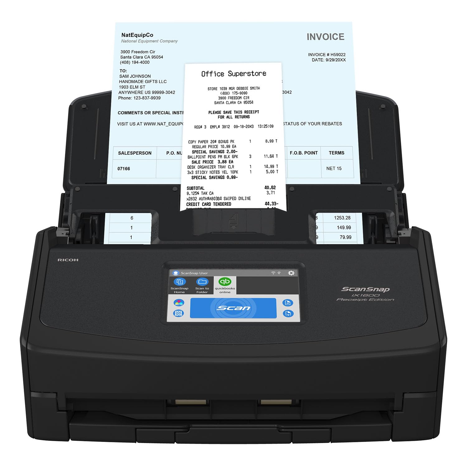 Scansnap Ix1600 Receipt Edition Color Duplex Invoice Document Scanner For Mac And Pc Works With Quickbooks Online, Black image 1