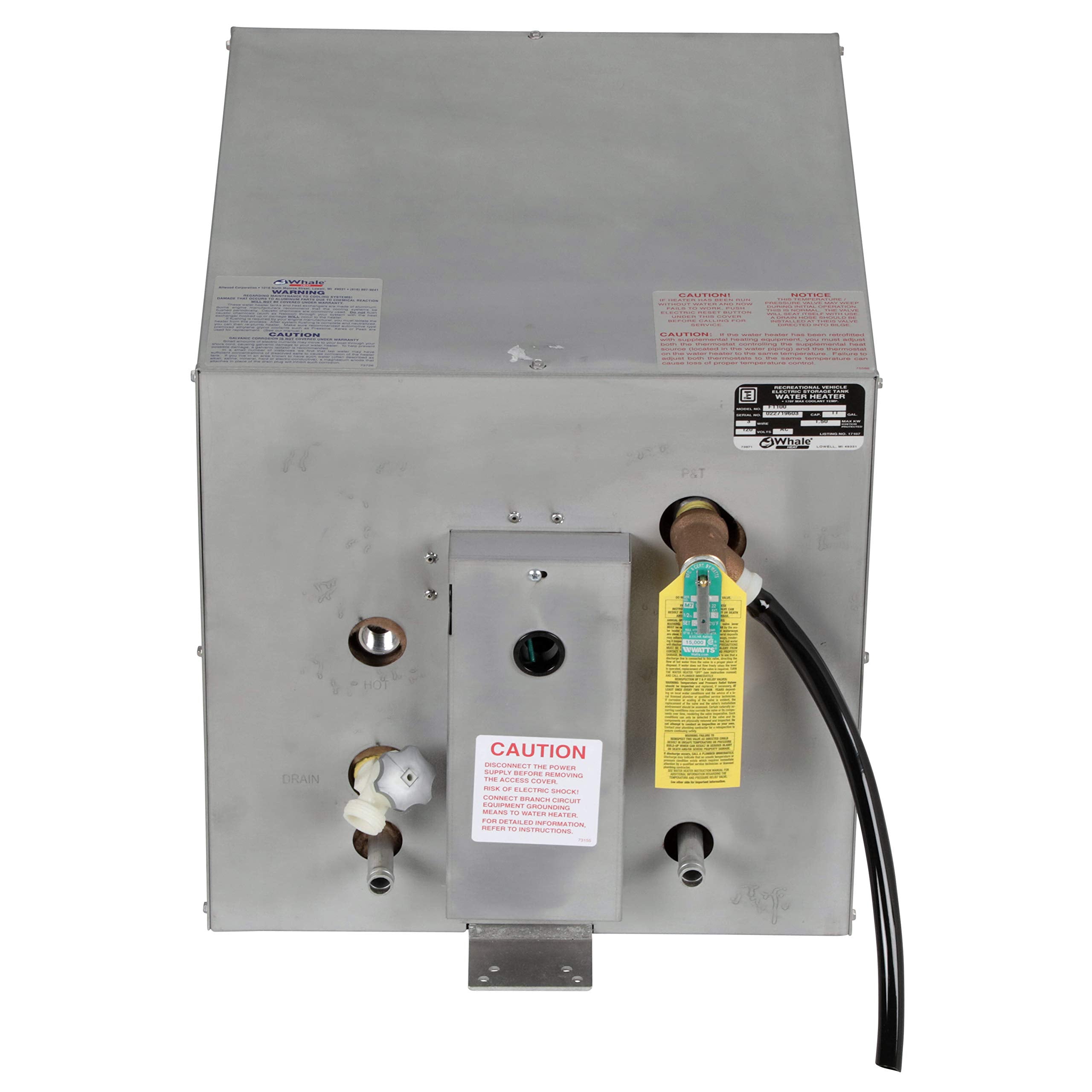 Whale F1100 Water Heater, 11-Gallon Capacity, 120V, Front Heat Exchanger, 16 Inches W X 22 Inches D X 16 Inches H,WBAUVB01A6KM1P0 image 1