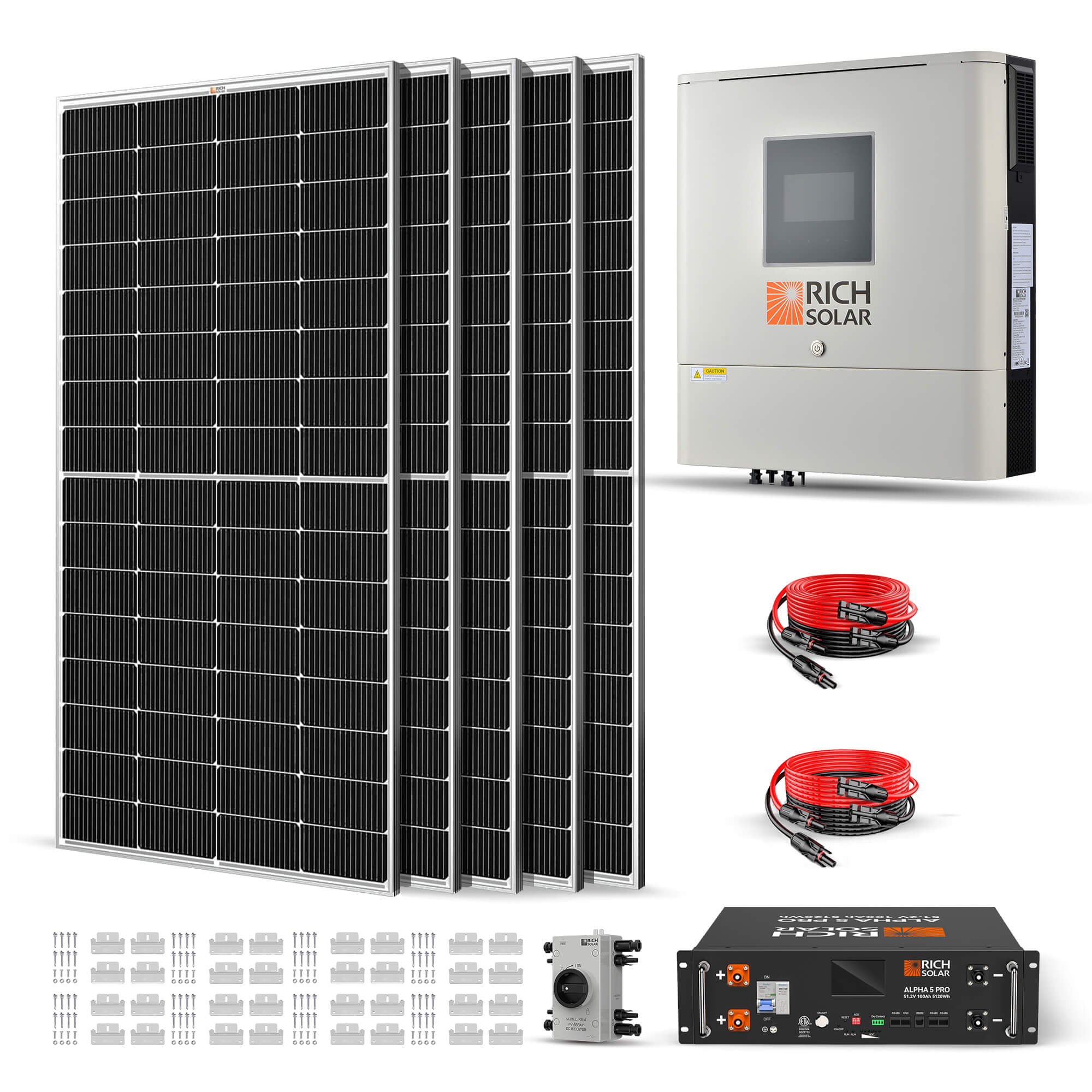 Rich Solar 1250W 48VDC - 120VAC Solar Kit image 1