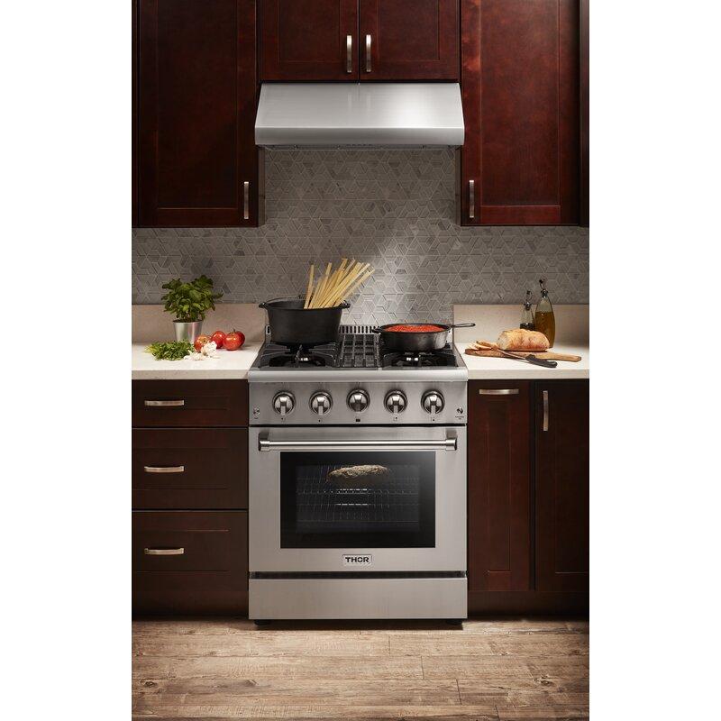 Thor Kitchen 30 in. Natural Gas Burner/Electric Oven Range in Stainless Steel, HRD3088U image 10