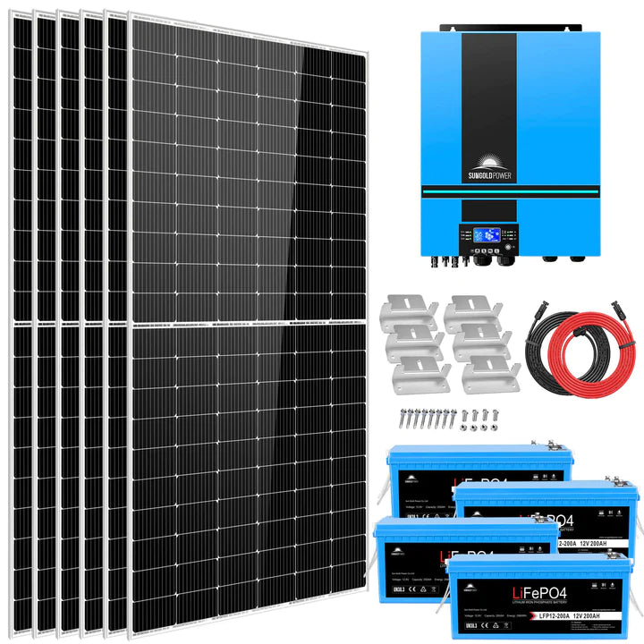 Sungold Power Complete Off Grid Solar Kit 6500w 48v 120v Output 10.24kwh Lithium Battery 2700 Watt Solar Panel Sgk-65pro image 1