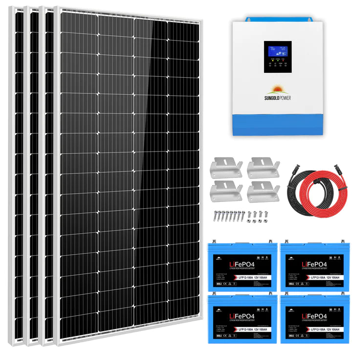 Sungold Power Solar Kit 3000w 24v Inverter 120v Output Lithium Battery 800 Watt Solar Panel Sgkt-3pro image 1