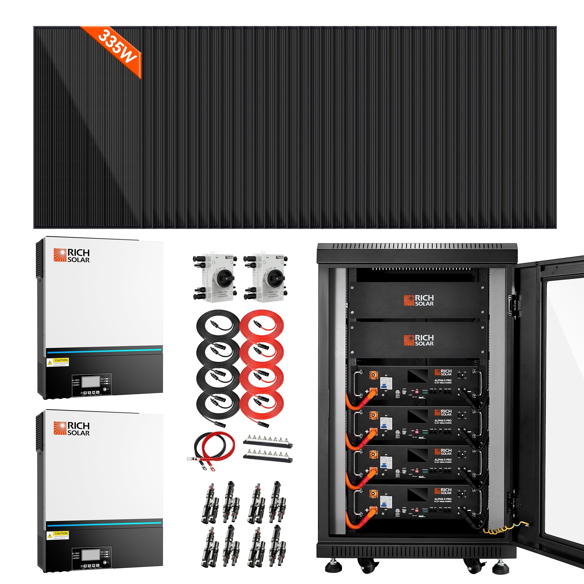 Rich Solar Complete Off-Grid Solar Kit - 13000W 48V Off-Grid Hybrid Solar Inverter + 20.48kWh Alpha 5 Pro Server LiFePO4 Battery + Panel Options image 2