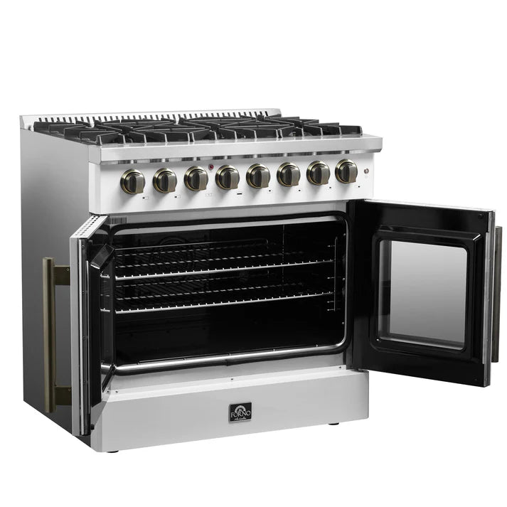 Forno Galiano 36" Freestanding French Door Dual Fuel Range - Stainless Steel, Black, White (FFSGS6356-36) image 13