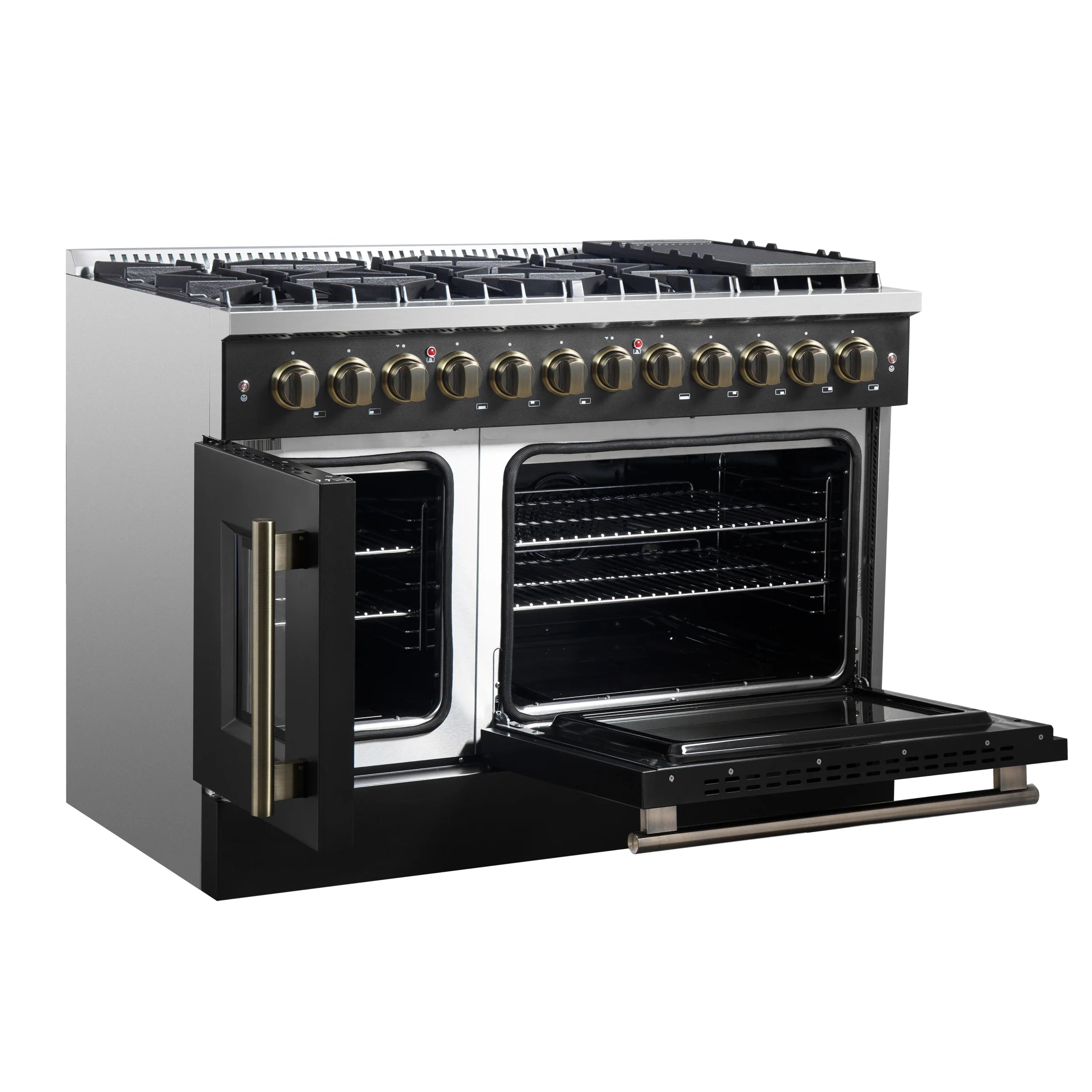 Forno Galiano 48" Freestanding French Door Dual Fuel Range - Stainless Steel, Black, White (FFSGS6356-48) image 10