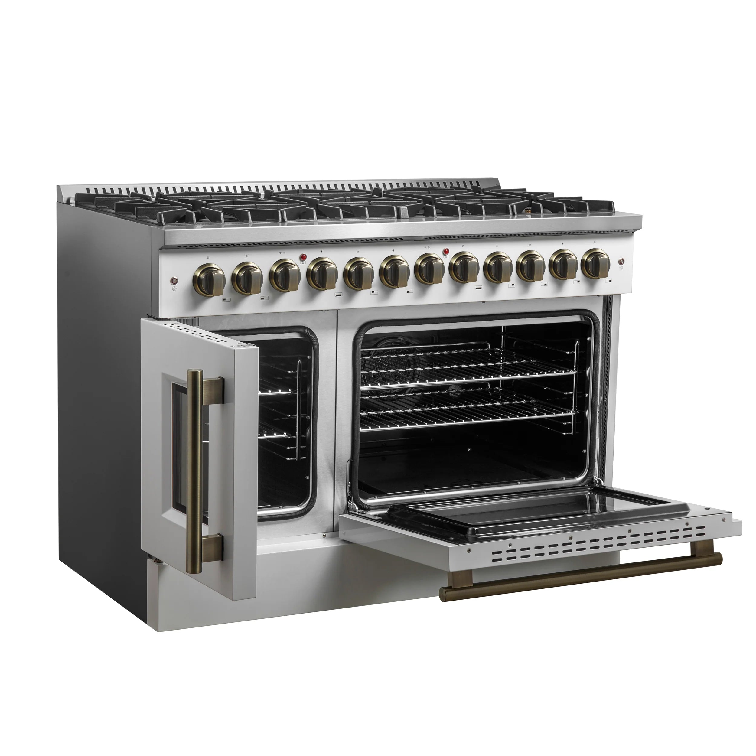 Forno Galiano 48" Freestanding French Door Dual Fuel Range - Stainless Steel, Black, White (FFSGS6356-48) image 13