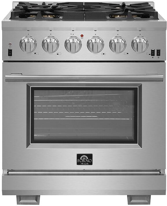 Forno Capriasca 30″ Freestanding Duel Fuel Range with 5 Burners - Stainless Steel and Colored Door Options (FFSGS6187-30) image 1