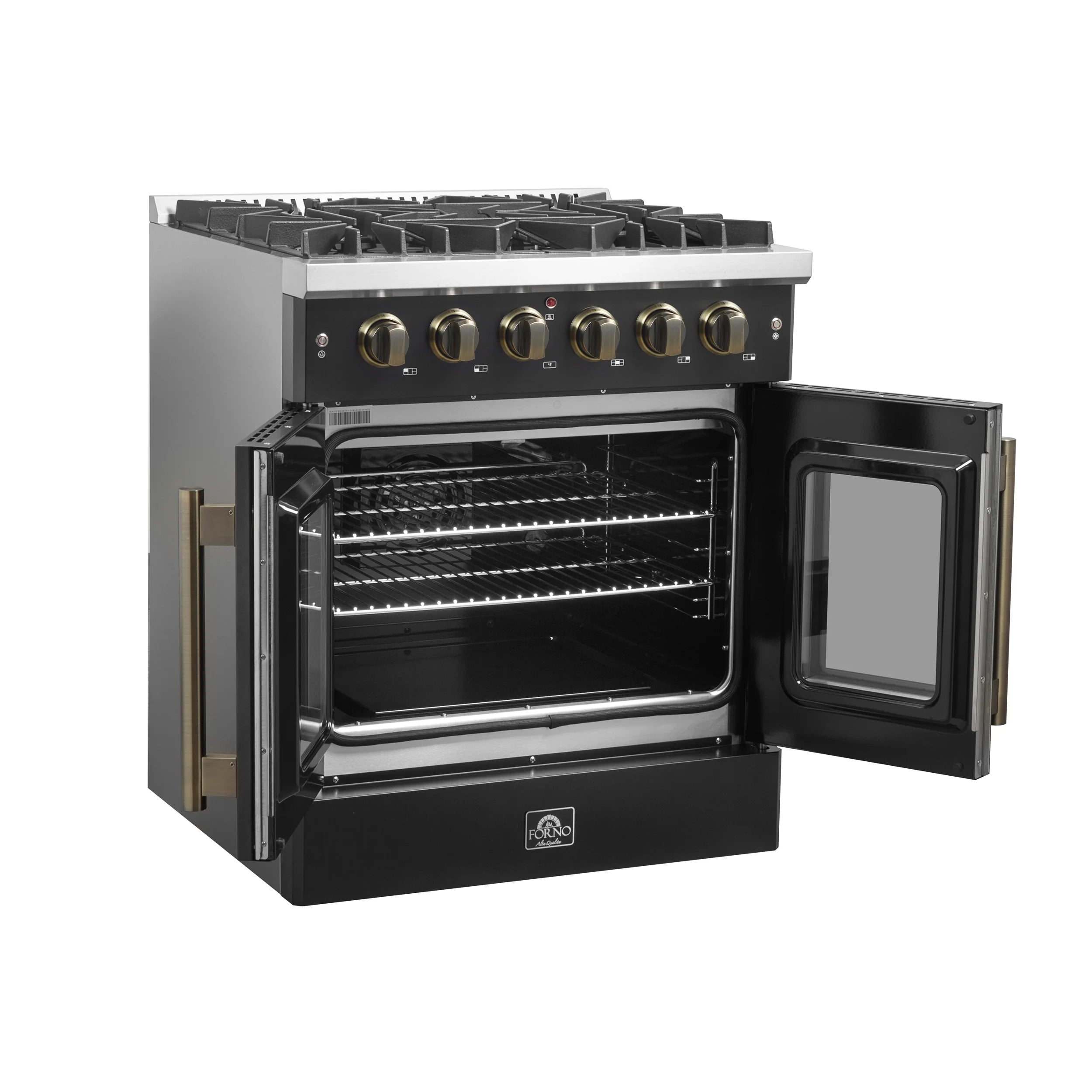 Forno Galiano 30" Freestanding French Door Gas Range - Stainless Steel, Black, White (FFSGS6444-30) image 11