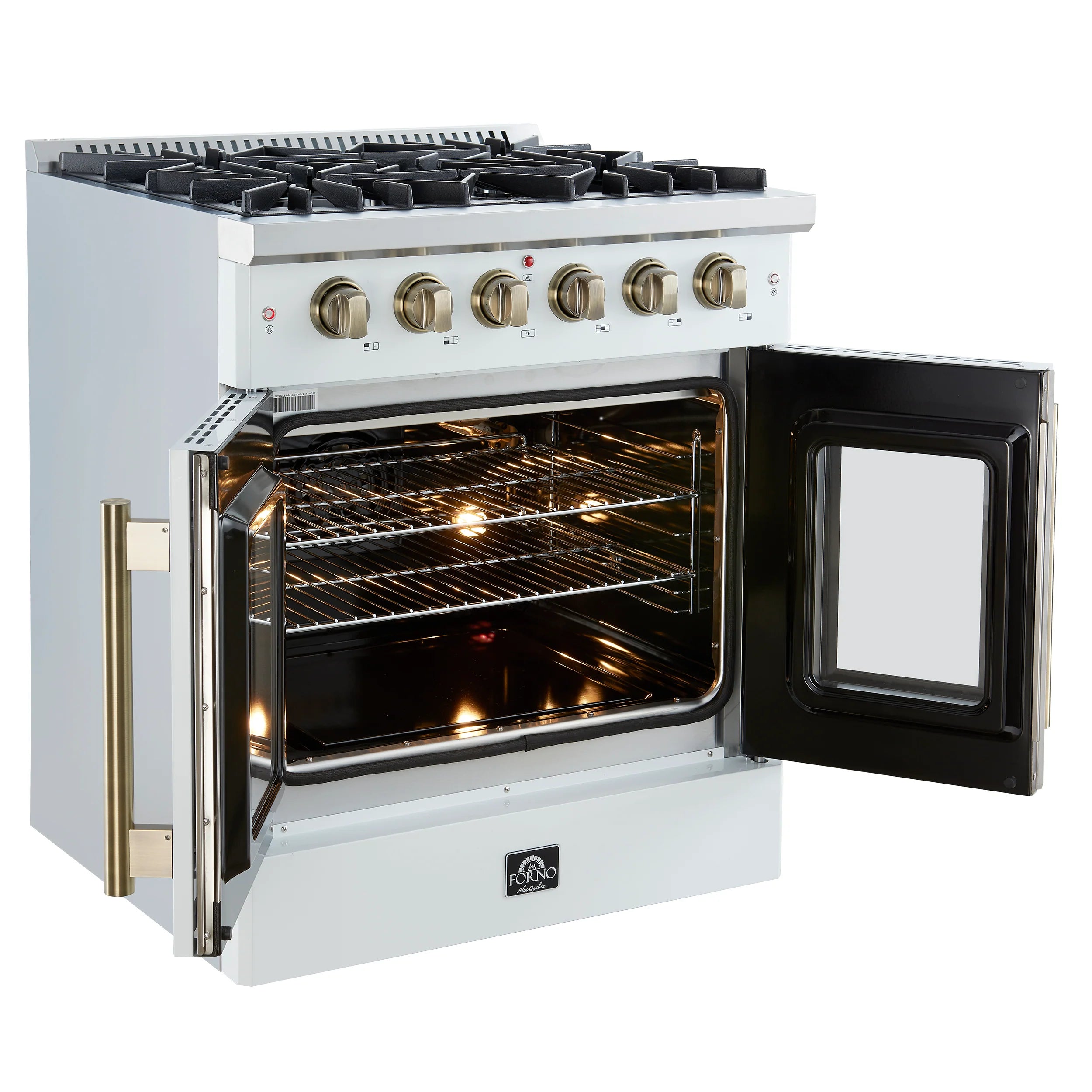 Forno Galiano 30" Freestanding French Door Gas Range - Stainless Steel, Black, White (FFSGS6444-30) image 14