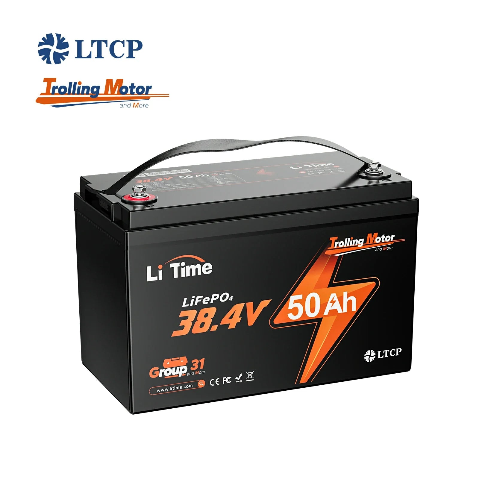 LiTime 36V 50Ah Marine Trolling Motor LiFePO4 Lithium Battery image 1