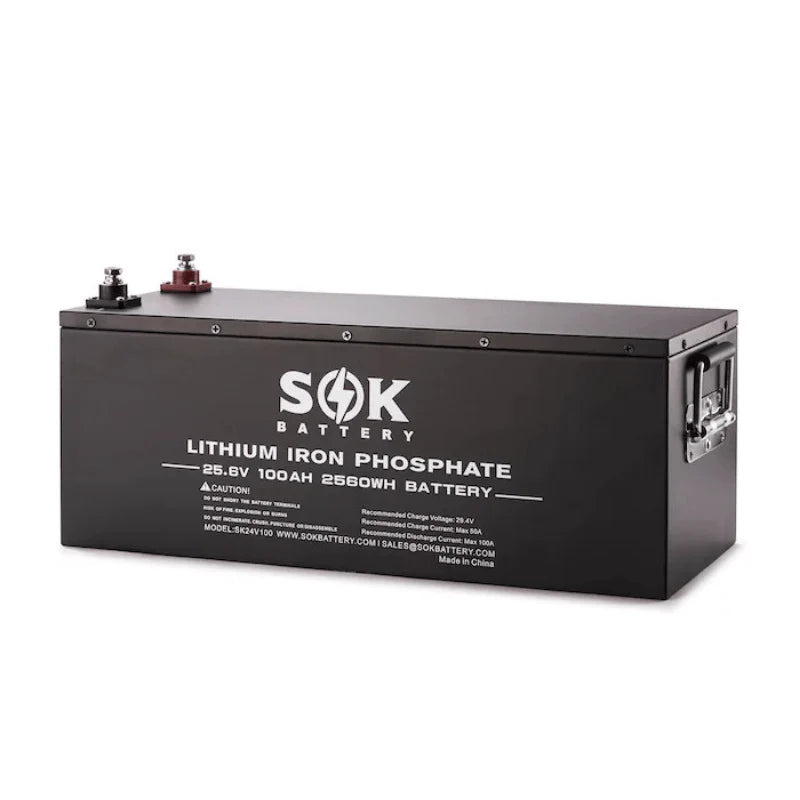 SOK Battery 24V 100Ah LiFePO4 Battery - 2.56kWh Lithium Solar Battery (SK24V100) image 1