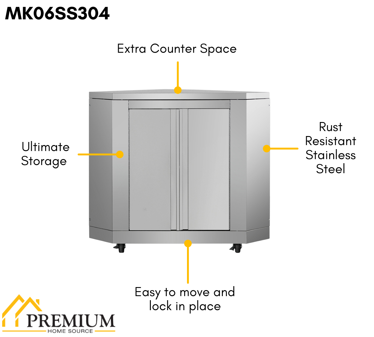 Thor Kitchen Outdoor Kitchen Corner Cabinet Module in Stainless Steel (MK06SS304) image 6