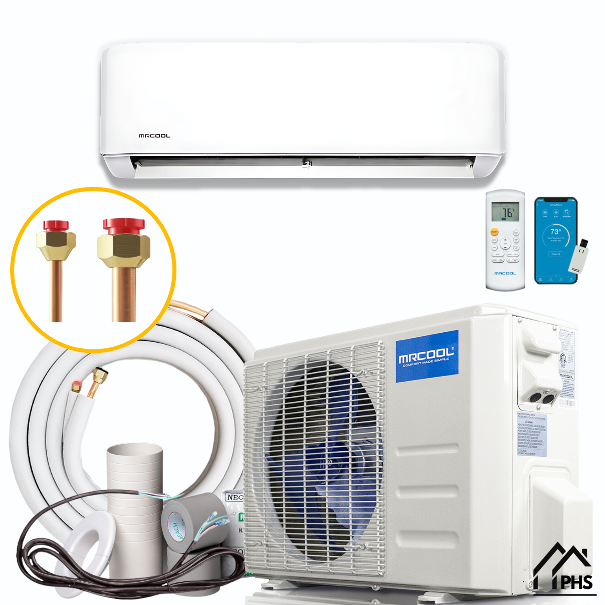 MRCOOL 5th Gen Advantage Series - 12,000 BTU Single Zone Mini Split Complete System with 16ft. Line Set - 115V / 230V (A-12-HP-115D-O 