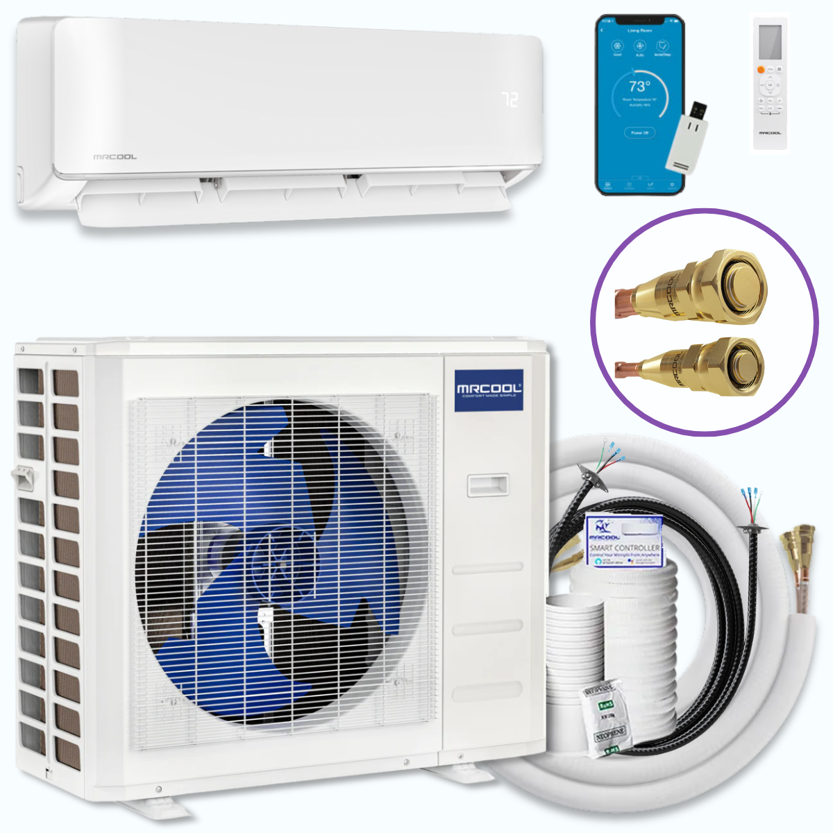 MRCOOL DIY 5th Gen EasyPro - 24,000 BTU Single Zone Mini Split Complete System 230V with 16 ft. DIY Quick Connect Line Set and DIYPRO Cable (EZPRO-24-HP-23016D-O) image 1