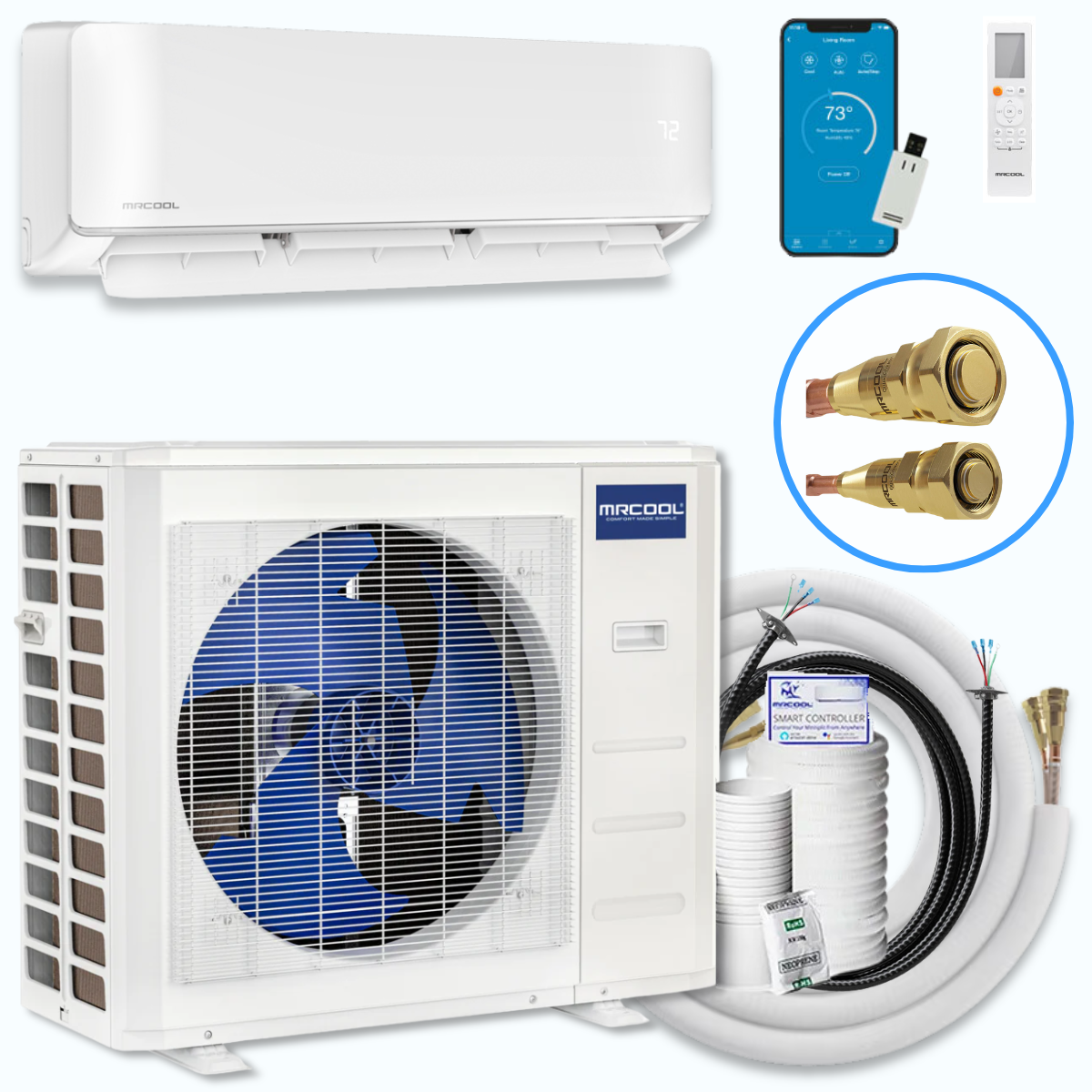 MRCOOL DIY® 5th Gen E Star 9,000 BTU Single Zone Mini Split Complete System 115V with 25 ft. DIY Quick Connect Line Set and DIYPRO Cable (DIY-09-HP-WM-115D25-O) image 1