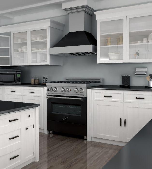 ZLINE 30 in. Professional Gas Burner/Electric Oven in DuraSnow® Stainless with Black Matte Door (RAS-BLM-30) image 7