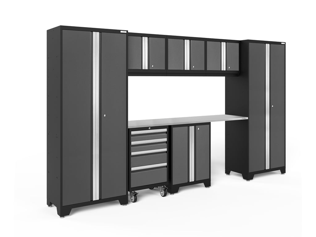 NewAge Bold Series 8 Piece Cabinet Set with Tool, Base, Wall Cabinets and 30 in. Lockers image 1