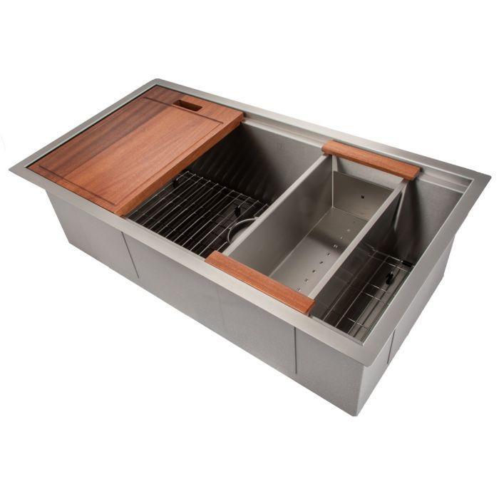 ZLINE 33 in. Garmisch Undermount Single Bowl Stainless Steel Kitchen Sink with Bottom Grid and Accessories (SLS-33) image 1