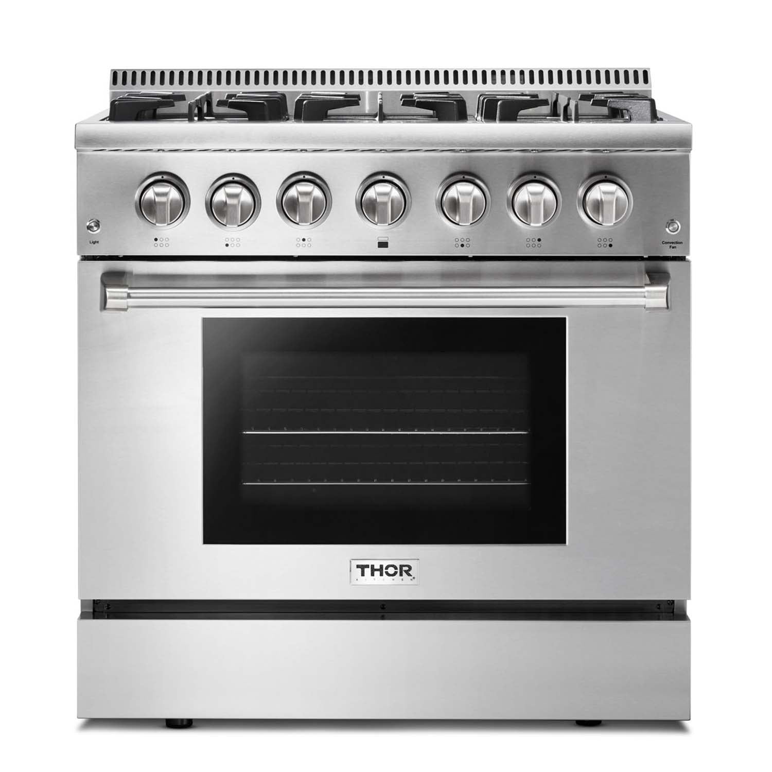 Thor Kitchen 36 Inch Dual Fuel Gas Range  in Stainless Steel FRB, HRD3606U / HRD3606ULP image 1