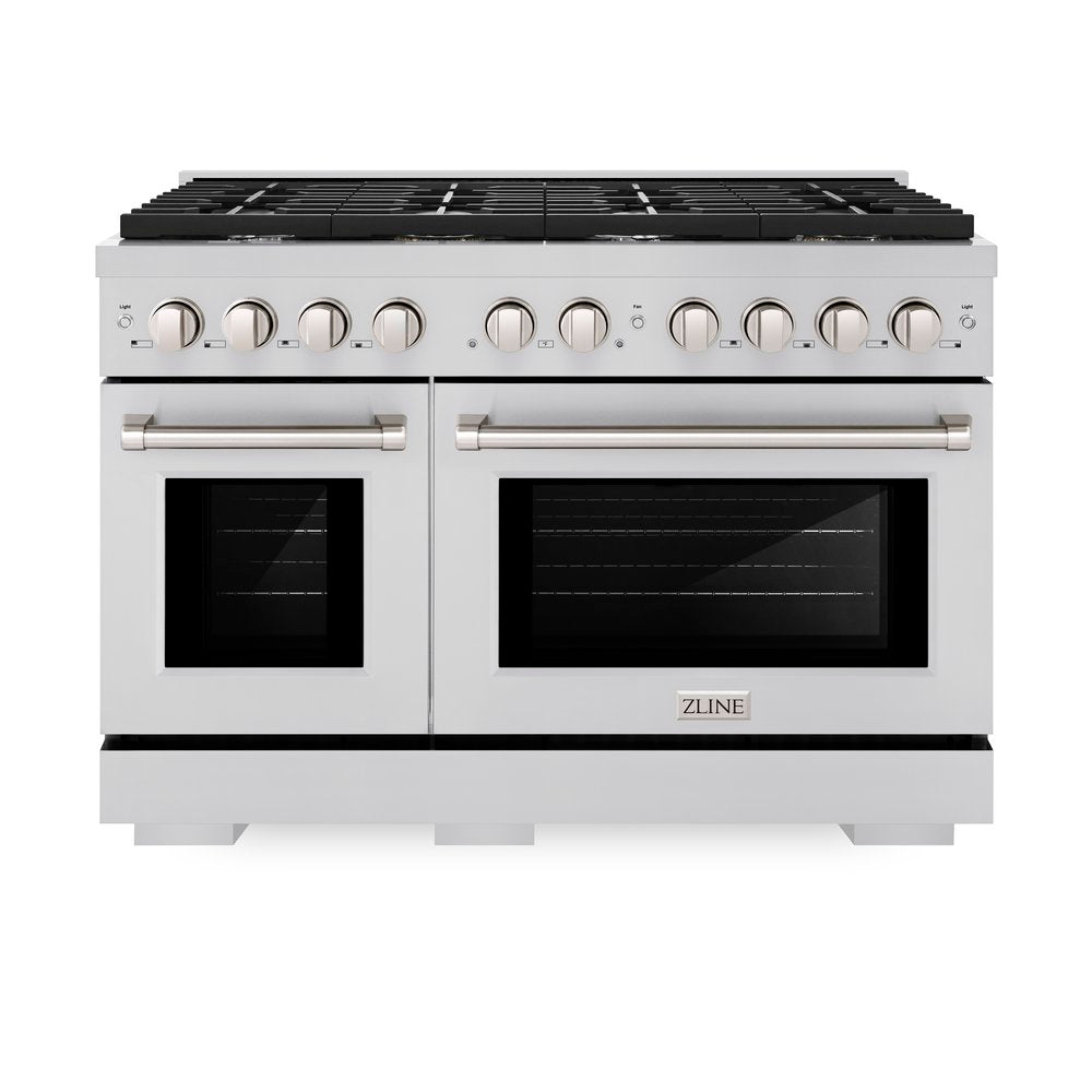 ZLINE 48 in. 6.7 cu. ft. Paramount Double Oven Gas Range with 8 Burner Cooktop in Stainless Steel (SGR48) image 1