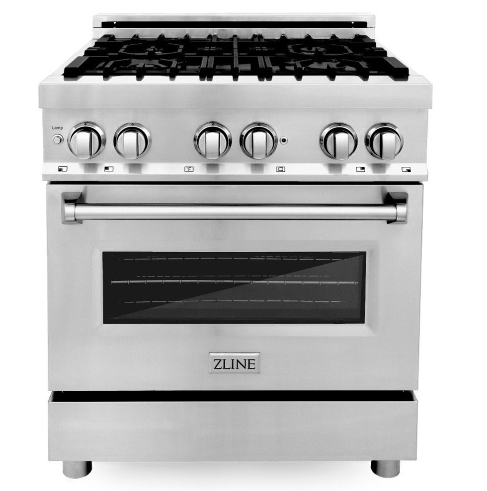 ZLINE Kitchen and Bath 30 in. Professional Gas Burner, Electric Oven Stainless Steel Range (RA30) image 1