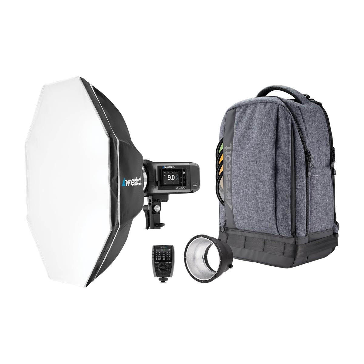 Westcott FJ400 II Strobe 1-Light Backpack Kit with FJ-X3 M Universal Wireless Trigger image 1