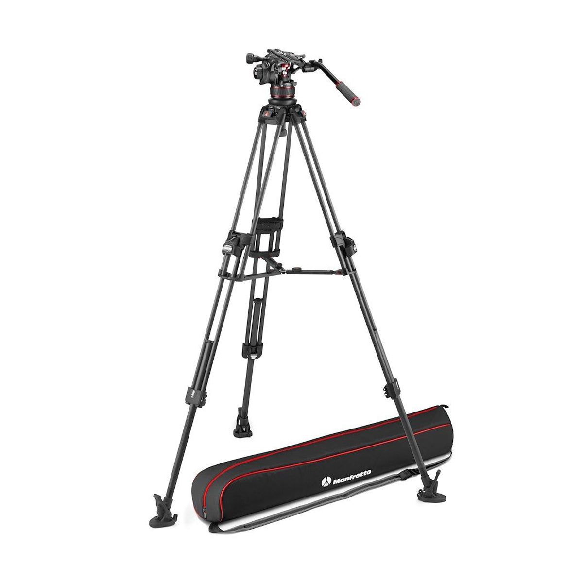 Manfrotto MVK612TWINFCUS Kit with Nitrotech 612 Fluid Head and 645 Fast Twin Leg Carbon Fiber Tripod & Bag image 1