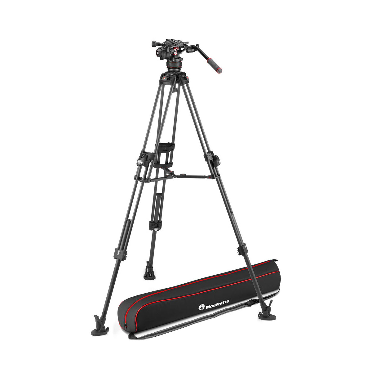 Manfrotto MVK608TWINFCUS Kit with Nitrotech 608 Fluid Head and 645 Fast Twin Leg Carbon Fiber Tripod & Bag image 1