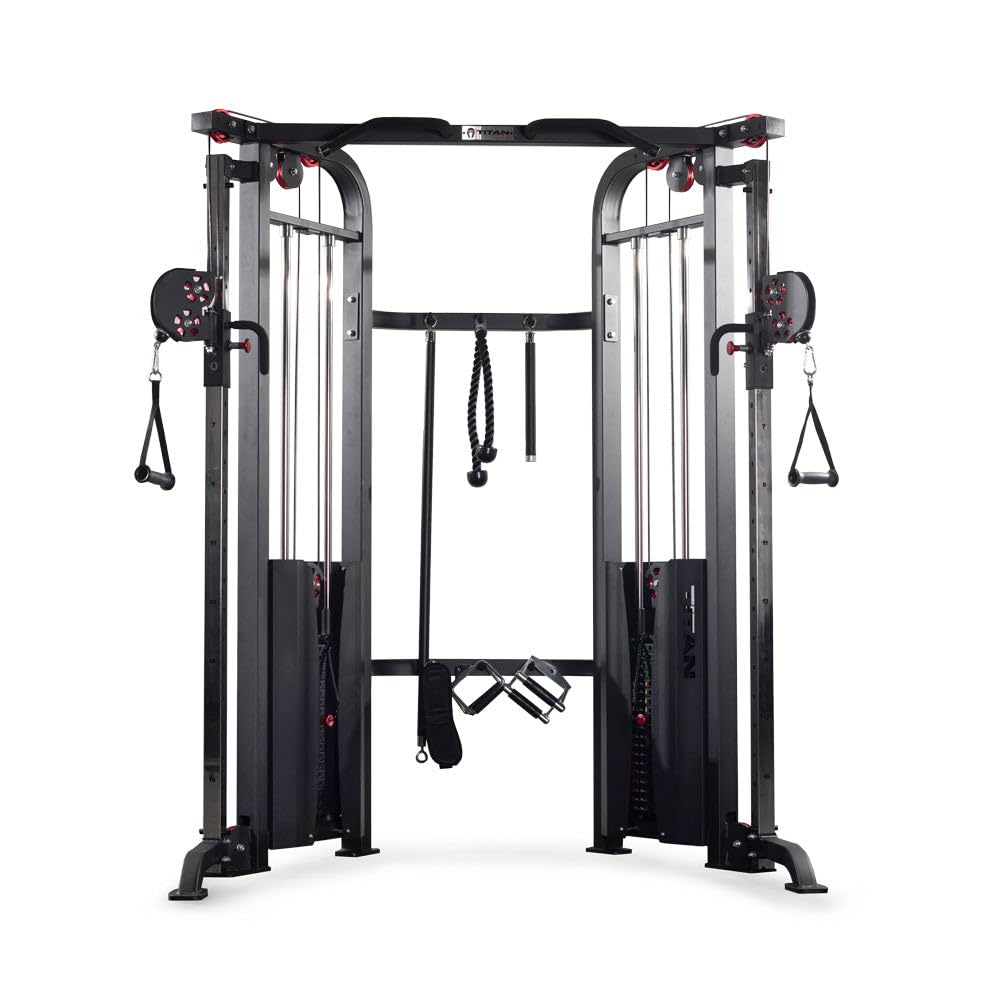 Titan Fitness Functional Trainer, Cable Crossover Machine with 200 LB Double Weight Stack, 2:1 Cable Pull Station, Home Gym Workout Weight Training Machine with Attachments image 1