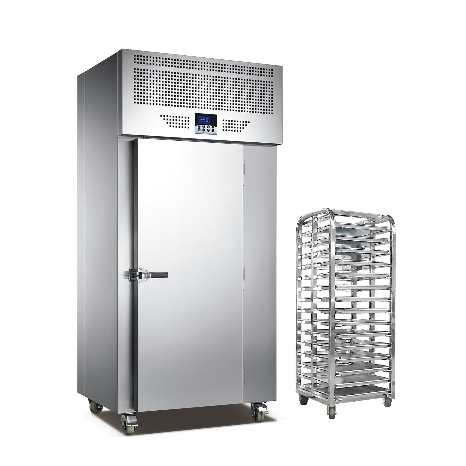 Kolice Commercial Heavy Duty 15 Trays Blast Chiller with Trolley Cart, Shock Freezing Blast Freezer, Chest Freezer for Restaurant, Hotel, School, Bakery, Canteen, Cafes-Lowest Temperature -40°F image 1