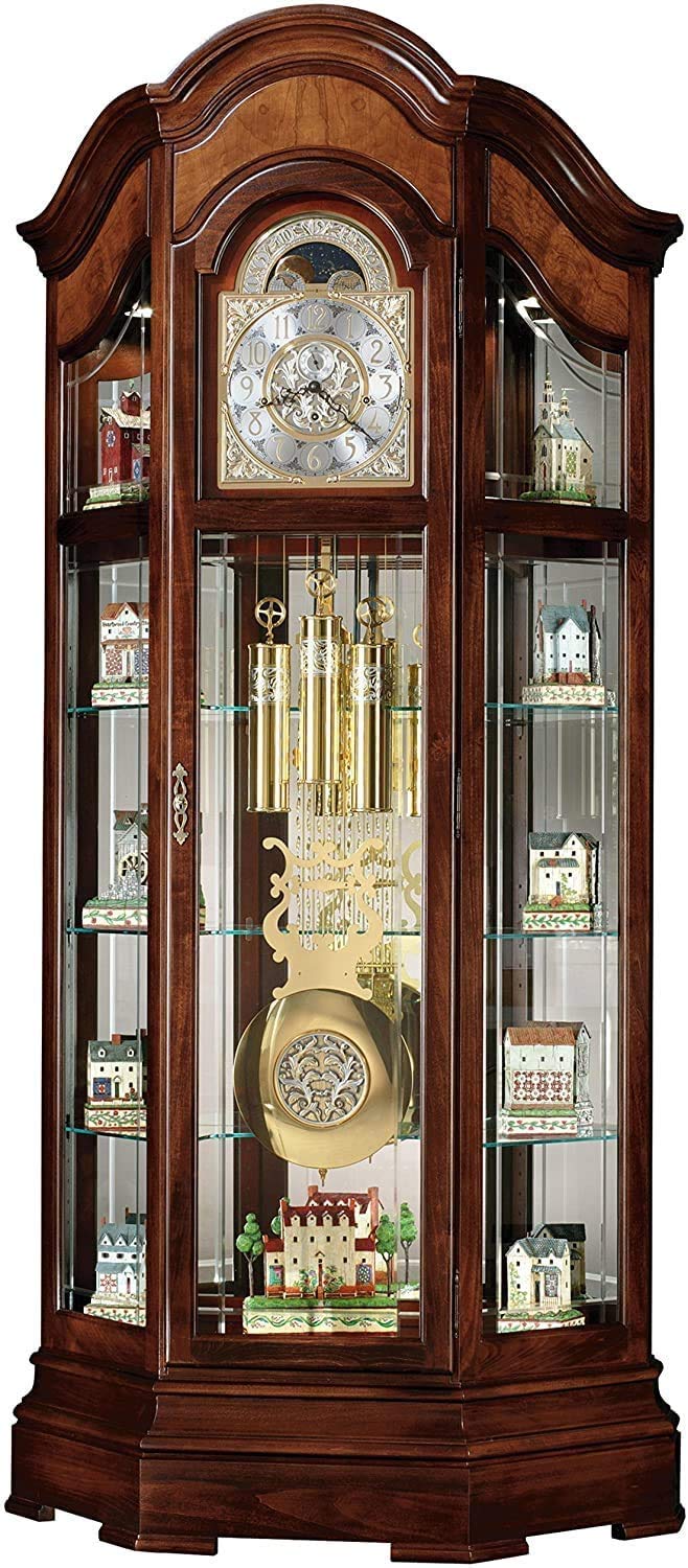 Howard Miller Majestic II Floor Clock, Wood Curio Cabinet, Triple Chimes & Pendulum Volume Control Storage Cabinets, Led Illuminated Shelves Best for Home Decor, Office & Farmhouse image 1