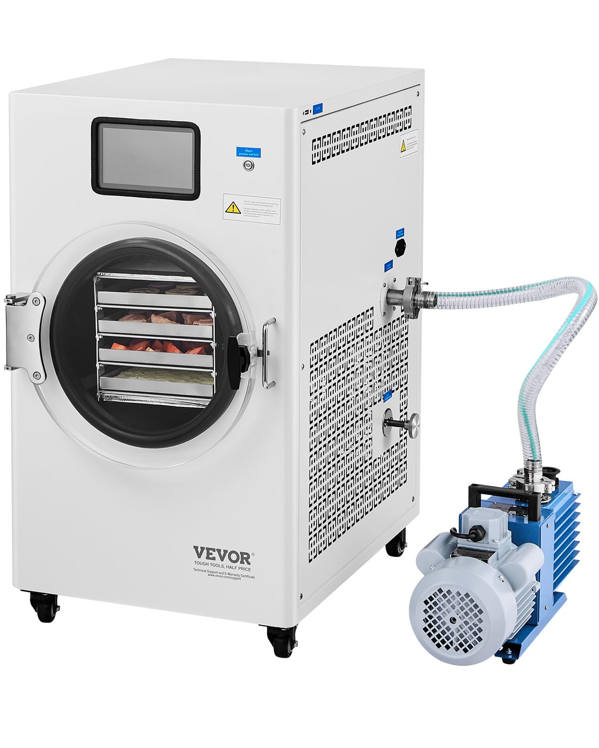 VEVOR Vacuum Freeze Dryer Machine, 8.8-13.2 LBS/Batch Food Freeze Drying Machine with 4-Layer Trays, Vacuum Pump, Adjustable Timer and Temperature Control, for Fruits Vegetables Meat, White image 1