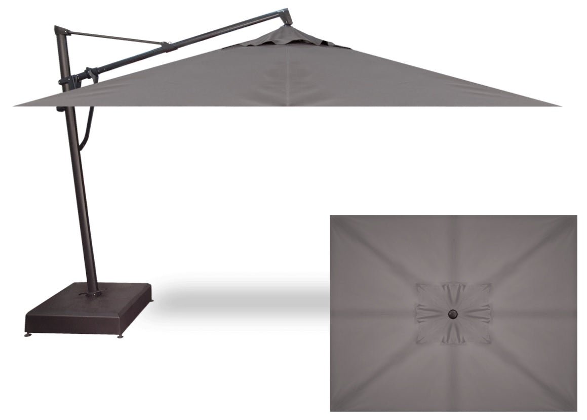 10'x13' AKZ Rectangular Cantilever Umbrella in a Black Frame with a Charcoal Canopy image 1
