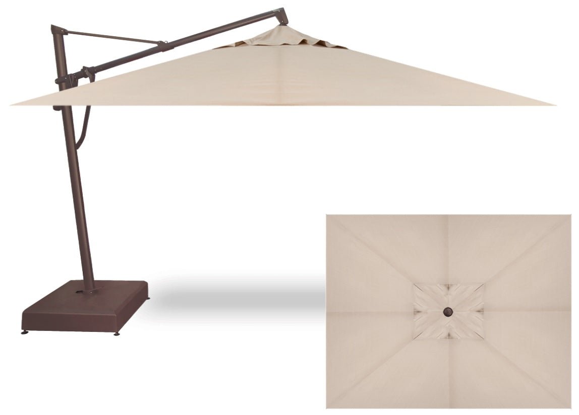 10'x13' AKZ Rectangular Cantilever Umbrella in a Bronze Frame with a Champagne Canopy image 1