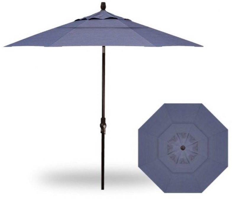11' Flex Auto Tilt Market Black Frame Latitude Navy Canopy Umbrella Thin Pole image 1