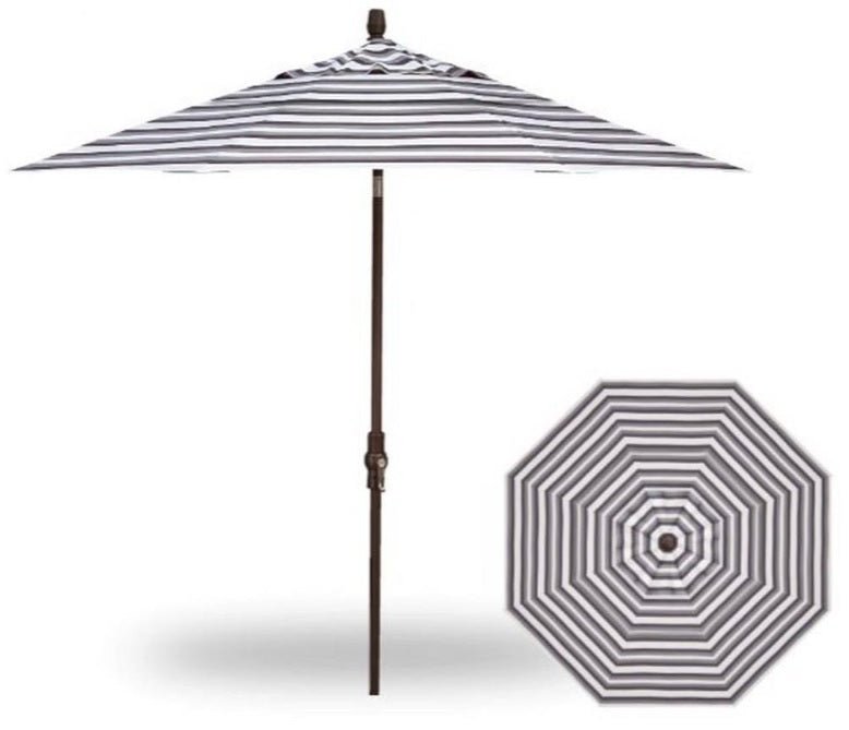 11' Collar Tilt Market Black Frame Richmond Stone Stripe Canopy Umbrella image 1