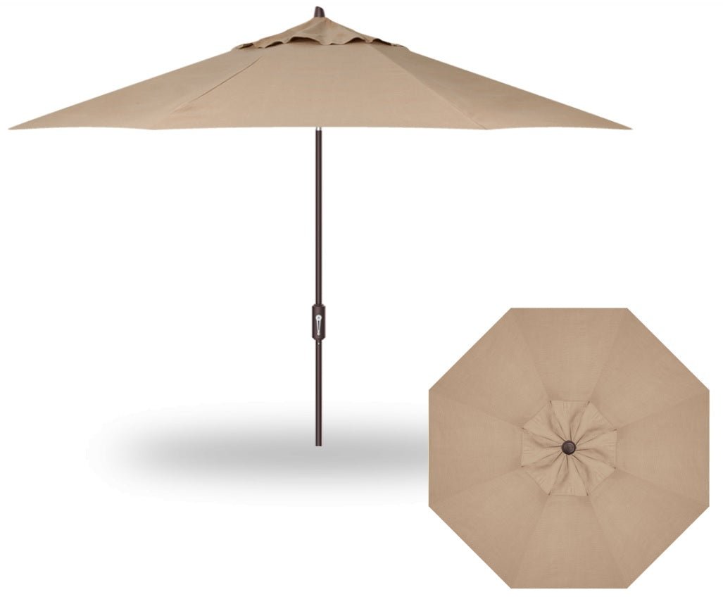 11' Flex Auto Tilt Market Bronze Frame Sand Canopy Umbrella Thin Pole image 1